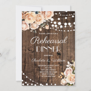 Rosafarbenes Blumenprobedinner Einladung