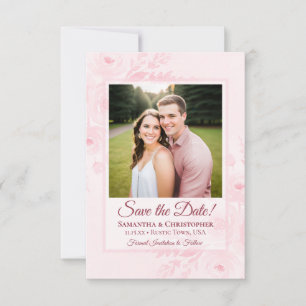 Rosafarbenes Boho-Chic-Pfingstrosen- & Foto-Hochze Save The Date