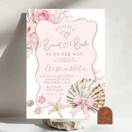 Rosafarbenes Boho-Sommer-Strand-Baby-Baby-Shower Einladung