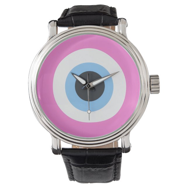 rosafarbenes böse Auge Armbanduhr (Vorderseite)
