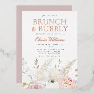 Rosafarbenes Brunch & Bubbly Brautjungfernparty Ro Folieneinladung