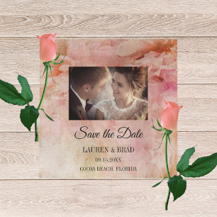Rosafarbenes Florales Vintage Save The Date