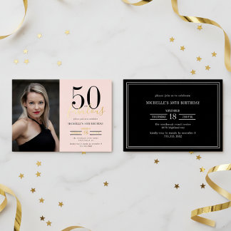 Rosafarbenes Gold 50 und Fantastisch Foto Folieneinladung