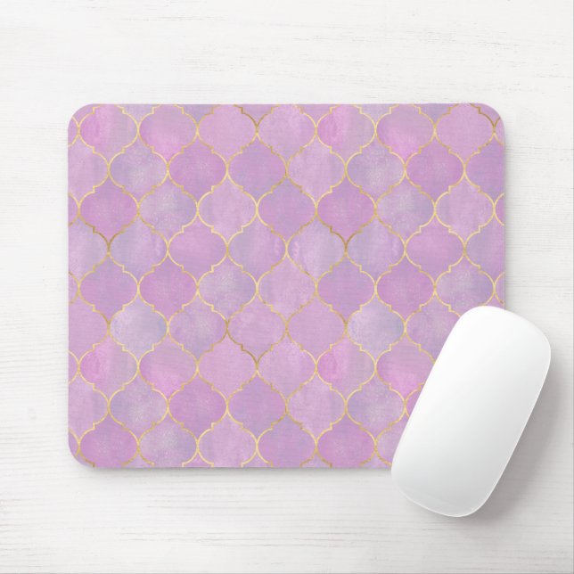 Rosafarbenes Goldener Marokkanischer Muster  Mousepad (Mit Mouse)