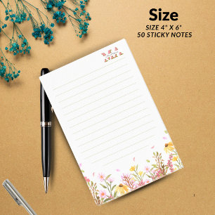 Rosafarbenes Monogramm Post-it Notes Minimalisti Klebezettel