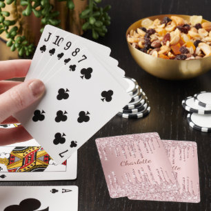 Rosafarbenes Monogramm-Schriftzug mit Tropfen Spielkarten