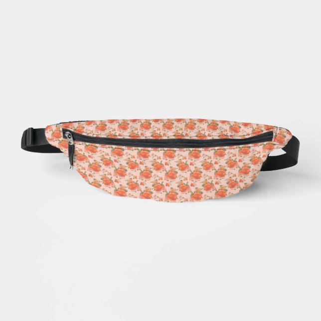 rosafarbenes orange Blumenmuster Hochzeit Frühling Bauchtasche (Vorderseite)
