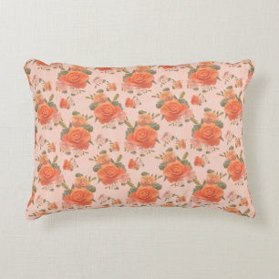 rosafarbenes orange Blumenmuster Hochzeit Frühling Dekokissen