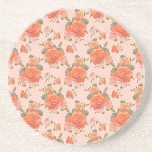 rosafarbenes orange Blumenmuster Hochzeit Frühling Getränkeuntersetzer