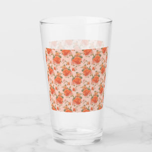 rosafarbenes orange Blumenmuster Hochzeit Frühling Glas