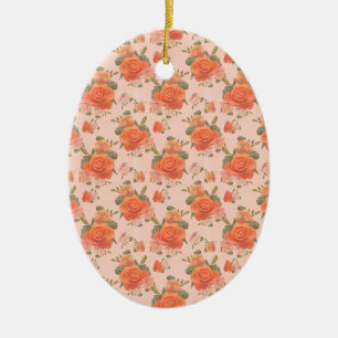 rosafarbenes orange Blumenmuster Hochzeit Frühling Keramik Ornament