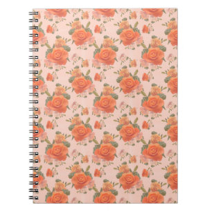 rosafarbenes orange Blumenmuster Hochzeit Frühling Notizblock