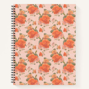 rosafarbenes orange Blumenmuster Hochzeit Frühling Notizbuch