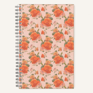 rosafarbenes orange Blumenmuster Hochzeit Frühling Notizbuch