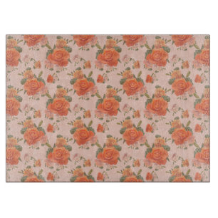 rosafarbenes orange Blumenmuster Hochzeit Frühling Schneidebrett