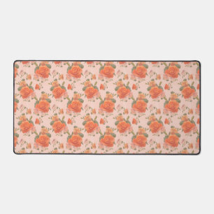 rosafarbenes orange Blumenmuster Hochzeit Frühling Schreibtischunterlage