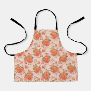 rosafarbenes orange Blumenmuster Hochzeit Frühling Schürze