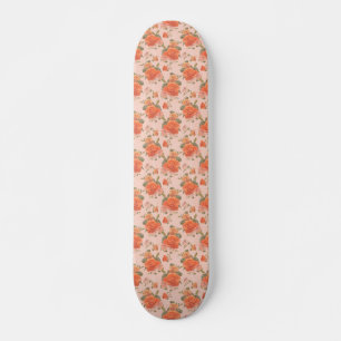 rosafarbenes orange Blumenmuster Hochzeit Frühling Skateboard