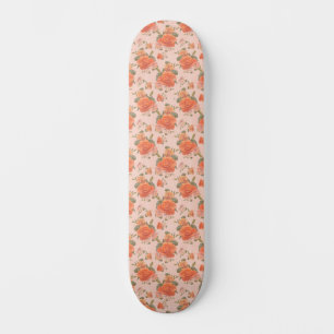 rosafarbenes orange Blumenmuster Hochzeit Frühling Skateboard