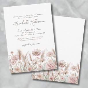 Rosafarbenes Pampas Blumen Boho Brautparty Einladung