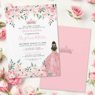 Rosafarbenes Quinceanera-Einladung Einladung