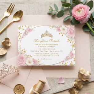Rosafarbenes Quinceañera Golden Butterfly  Begleitkarte