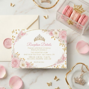 Rosafarbenes Quinceañera Golden Butterfly Begleitkarte