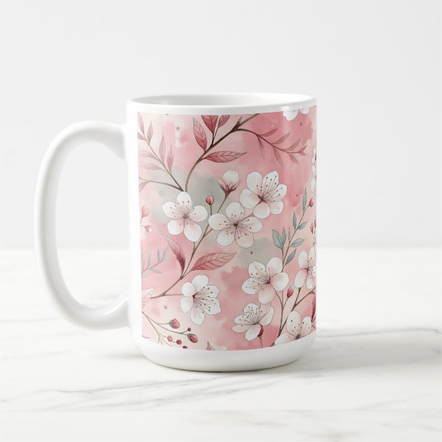 Rosafarbenes Sakura-Blütenmuster Kaffeetasse (Links)