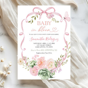 Rosafarbenes Salbei-Blumenband Coquette Baby in Bl Einladung