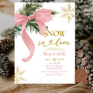Rosafarbenes Schleifen-Coquette-Winter-Brautparty Einladung