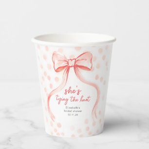Rosafarbenes Schleifen-Whimsy-Hochzeitsdusche Mini Pappbecher