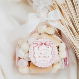 Rosafarbenes Schleifenband Baby Mädchen Shower Runder Aufkleber