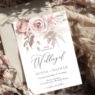 Rosafarbenes, staubiges Rose Boho Trend für alle J Einladung