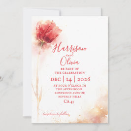 rosafarbenes Tulpen-Minimalist-Floral-elegantes Ho Einladung