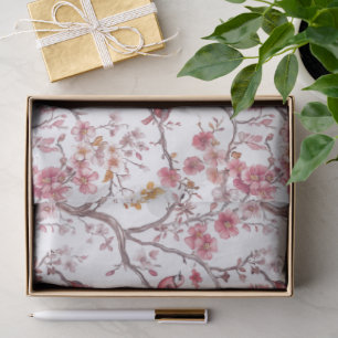 Rosafarbenes und weißes Chinoiserie-Decoupage-Must Seidenpapier