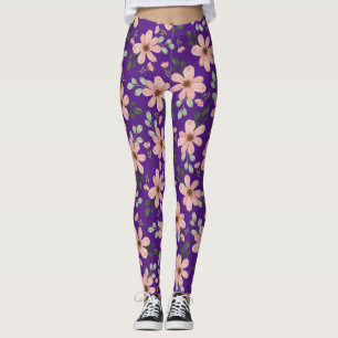 rosafarbenes Wasserfarben-Blumenmuster Leggings