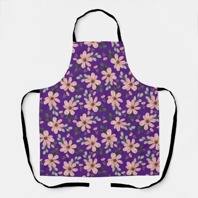 rosafarbenes Wasserfarben-Blumenmuster Schürze (Vorderseite)