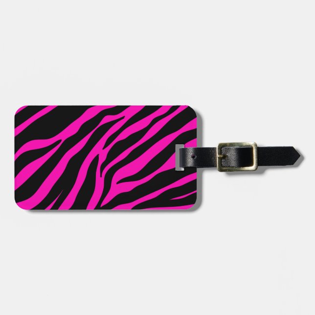 rosafarbenes Zebra Gepäckanhänger (Vorderseite horizontal)
