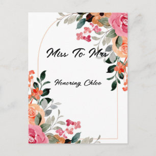 ROSANE BLUMEN-HOCHZEITSEMPFANG-EINLADUNG POSTKARTE