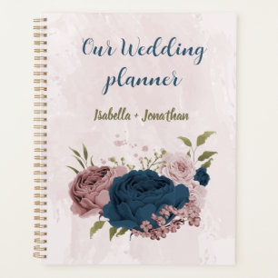 rosane marineblaue Blumen Hochzeit Planer