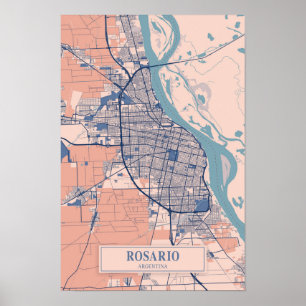 Rosario Argentinien Lockere Stadtplan Reise Poster