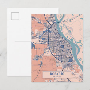 Rosario Argentinien Lockere Stadtplan Reise Postkarte