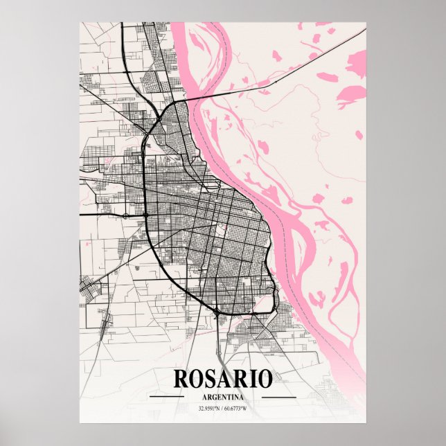 Rosario - Argentinien Neapolitan City Map Poster (Vorne)