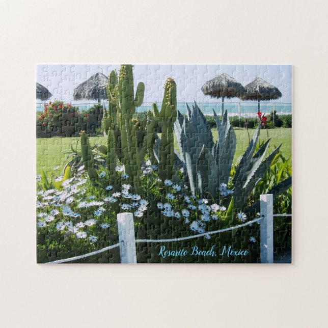 Rosarito Beach Mexico, Cactus Tiki N Ocean Puzzle (Horizontal)