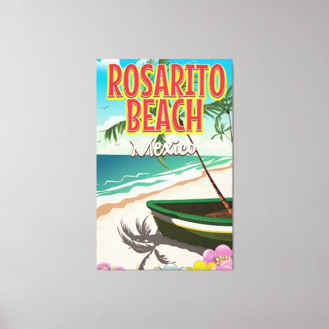 Rosarito Beach mexikanisches Reiseplakat Leinwanddruck (Vorderseite)
