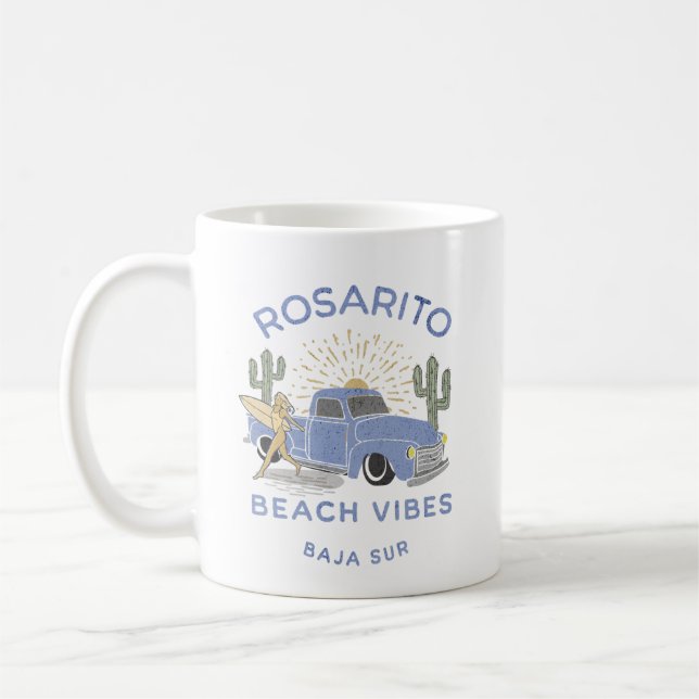 Rosarito Mexico Beach Vibes Vintag Kaffeetasse (Links)