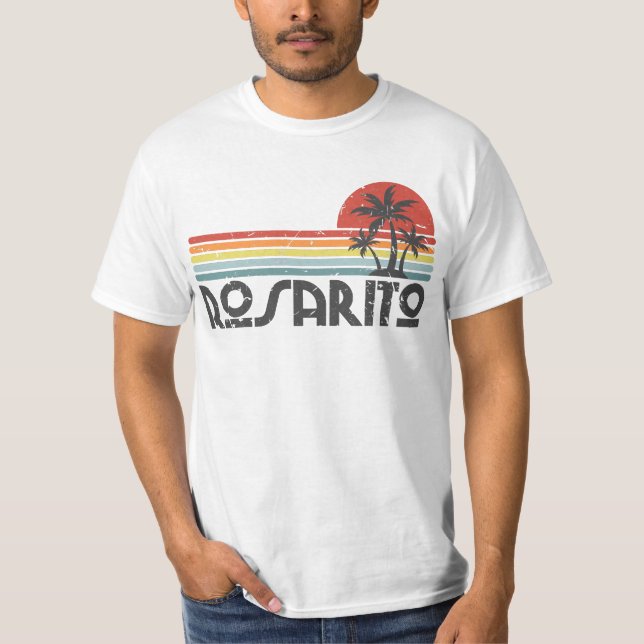 Rosarito Mexico - Mexican Beach Retro Sunset Vinta T-Shirt (Vorderseite)
