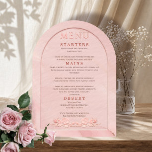 Rosarot geprägte Bogen-Hochzeitsmenükarte Einladung