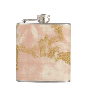 *~* Rosarot goldener Glitter abgenutzt golden Flachmann