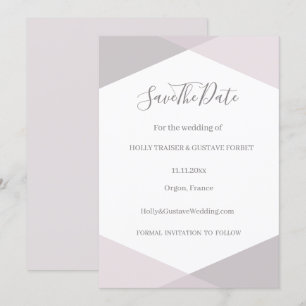Rosarot Grau Weiß Sechseck Save The Date Hochzeit Einladung
